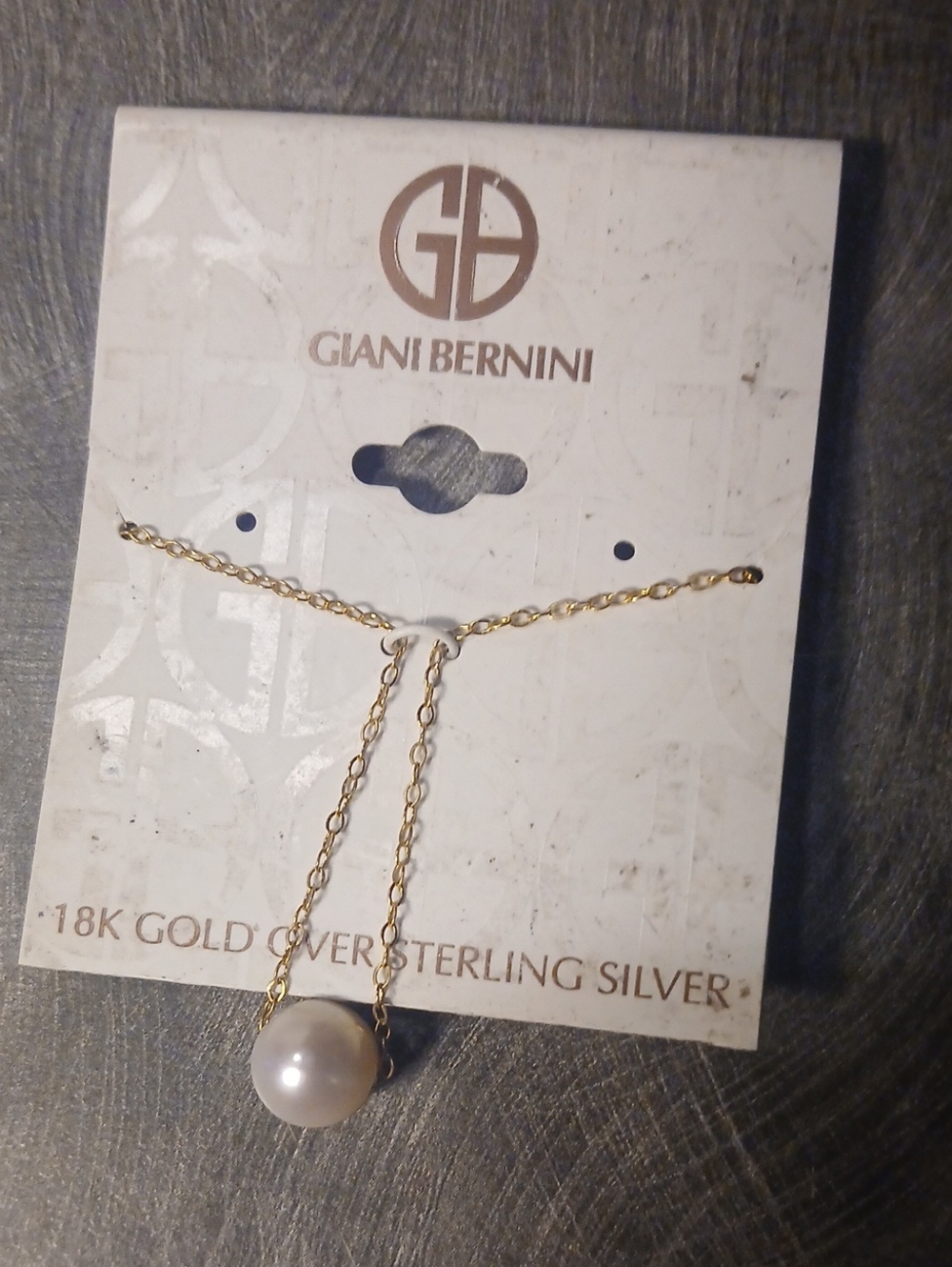 Giani Bernini Cultured Freshwater Solitare Pearl Necklace 18k Gold Over Sterling